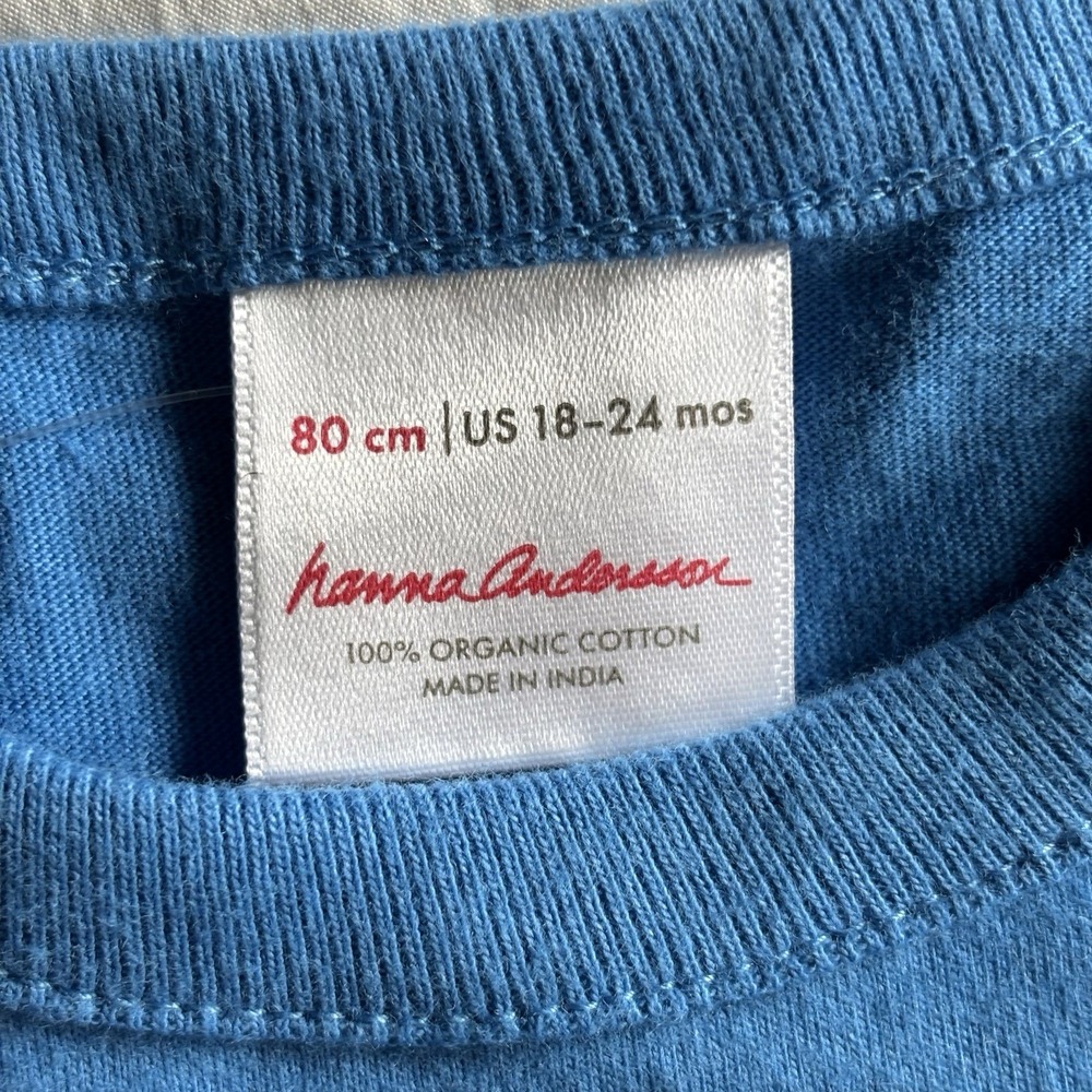 NWT Hanna Andersson Fiesta Sloth Tee Shirt 18-24mo Organic Cotton Blue Unisex - Picture 4 of 13